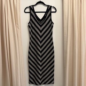 Black and Gray Chevron Midi Dress
